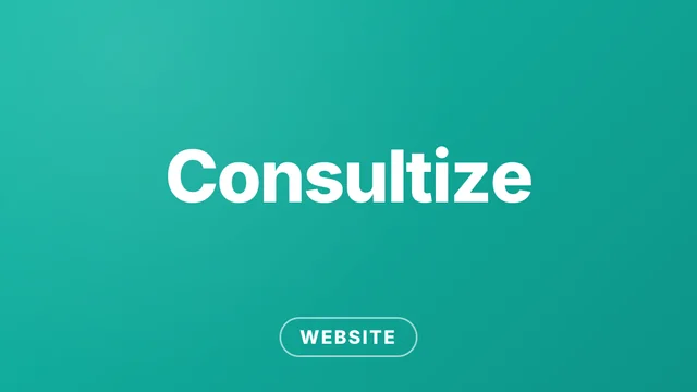 Consultize project banner: the Consultize name in white on a teal gradient, category Website
