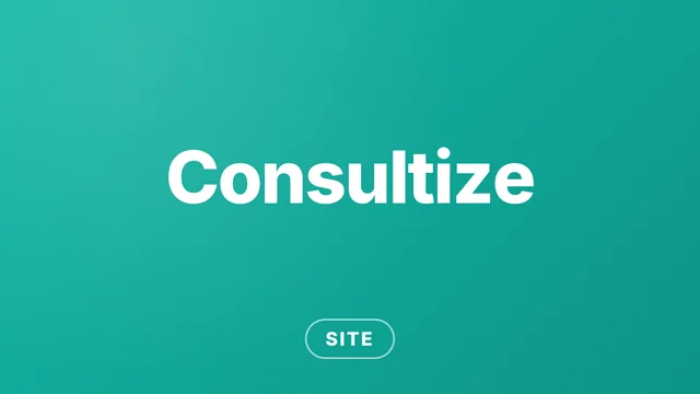 Banner do projeto Consultize: nome Consultize em branco sobre degradê verde-azulado, categoria Site