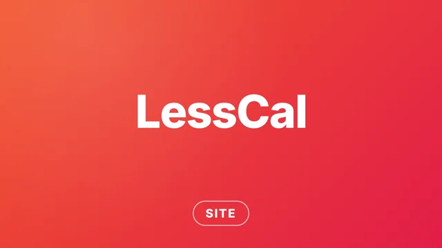 Banner do projeto LessCal: nome LessCal a branco sobre degradê laranja e vermelho, categoria Site