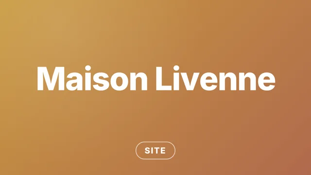 Banner do projeto Maison Livenne: nome Maison Livenne em branco sobre degradê dourado e terracota, categoria Site